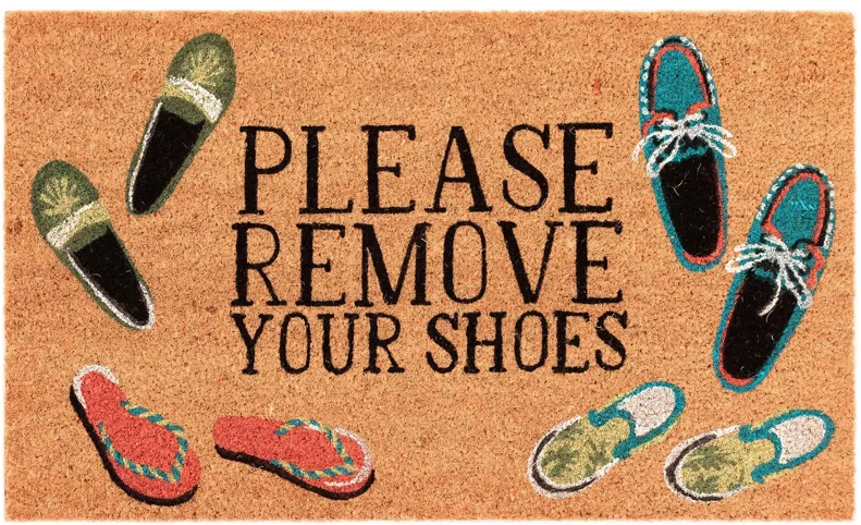 Liora Manne Natura Please Remove Your Shoes Outdoor Mat in Natural by Trans-Ocean Import Co Inc