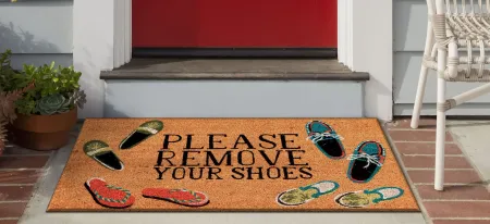 Liora Manne Natura Please Remove Your Shoes Outdoor Mat in Natural by Trans-Ocean Import Co Inc