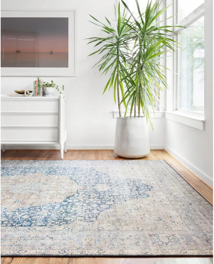 Layla Area Rug in Blue/Tangerine by Loloi Rugs