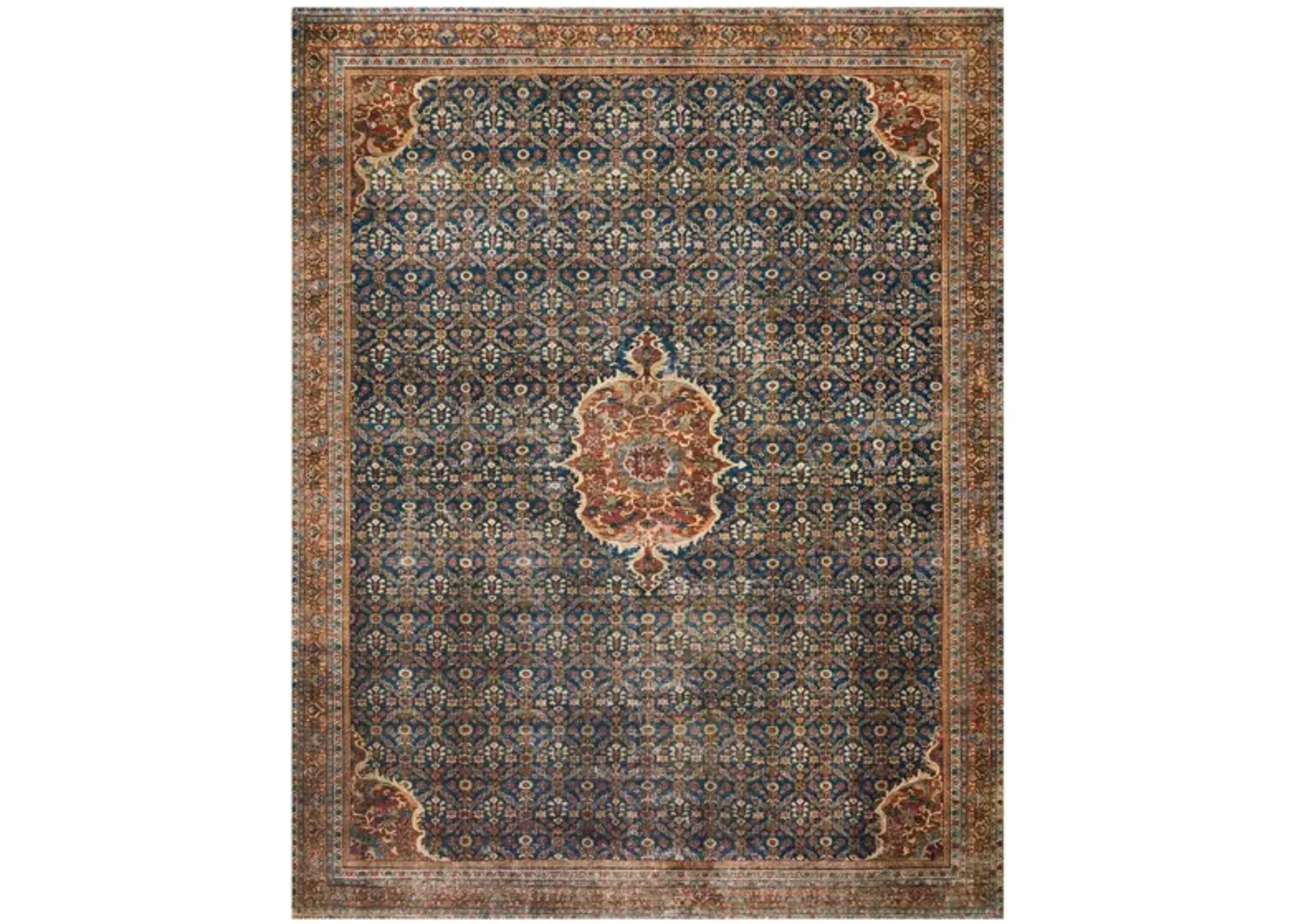 Layla Runner Rug in Cobalt Blue/Spice by Loloi Rugs