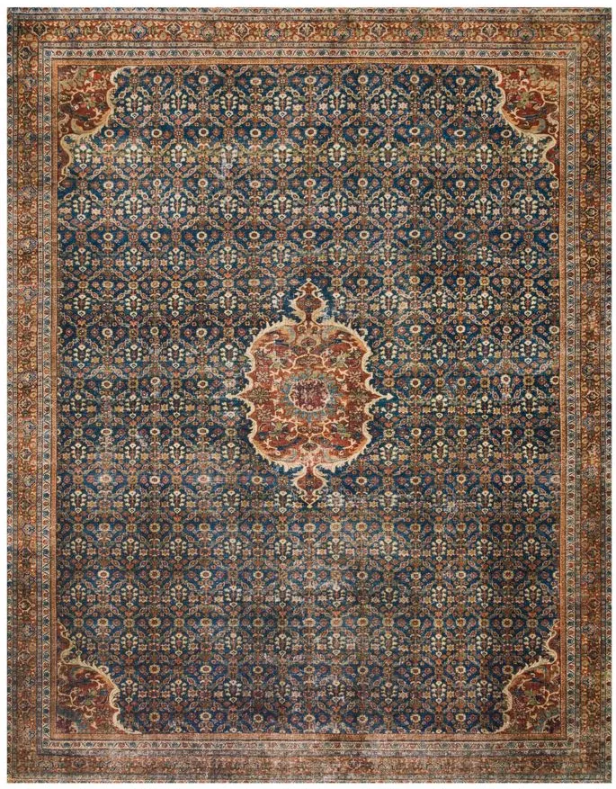 Layla Area Rug in Cobalt Blue/Spice by Loloi Rugs