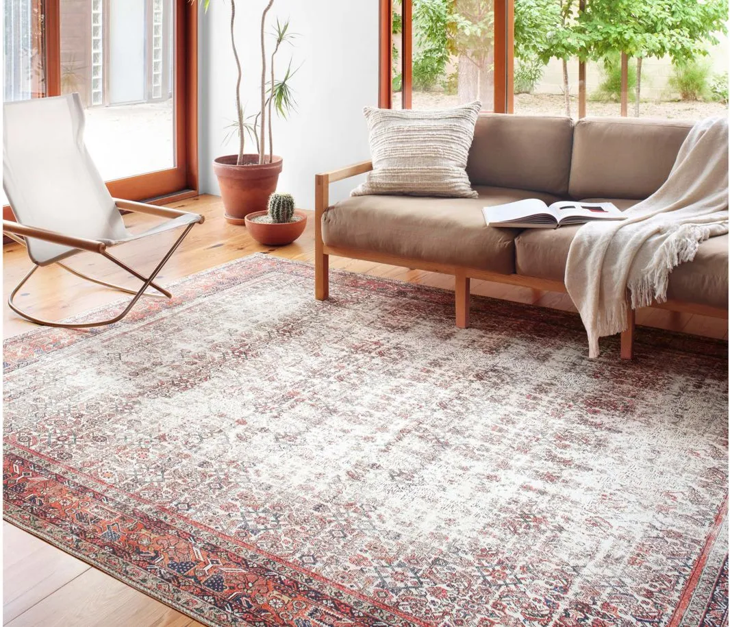 Layla Area Rug in Ivory/Brick by Loloi Rugs