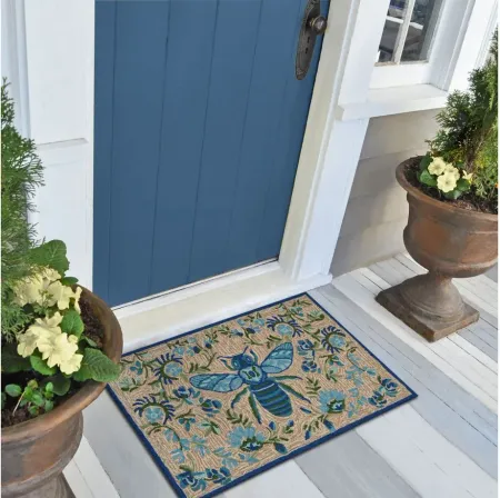 Frontporch Flora Bee Rug in Blue/natural by Trans-Ocean Import Co Inc