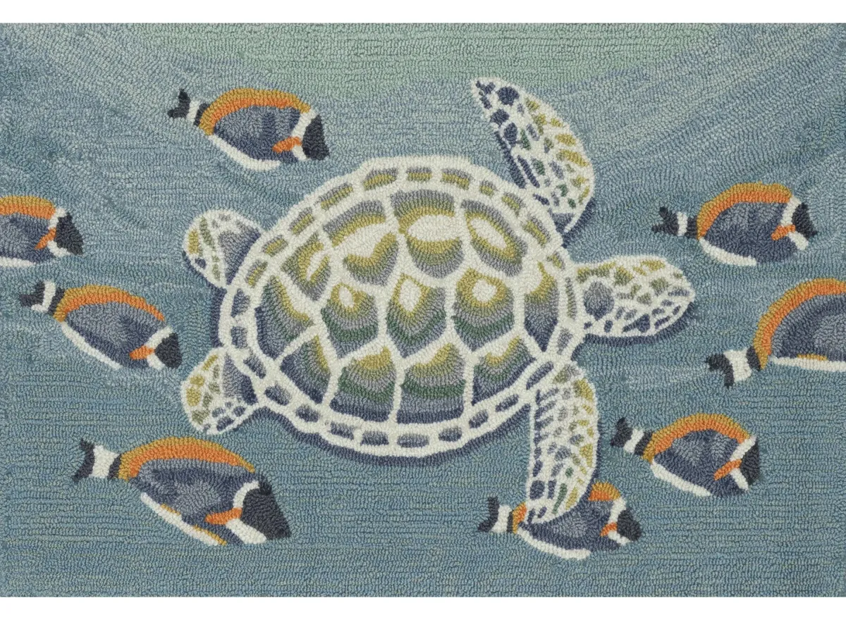 Frontporch Turtle And Fish Rug in Ocean by Trans-Ocean Import Co Inc