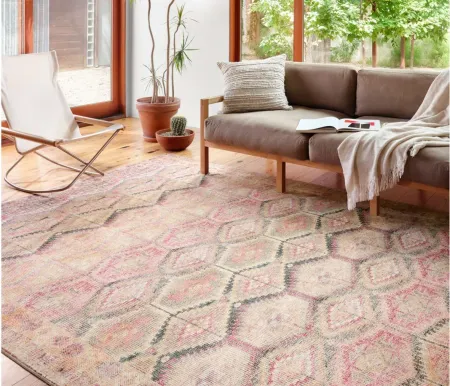 Layla Runner Rug in Pink/Lagoon by Loloi Rugs