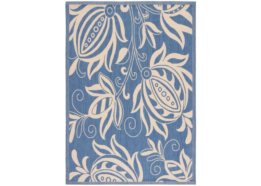 Courtyard Patterned Indoor/Outdoor Area Rug in Blue & Natural by Safavieh