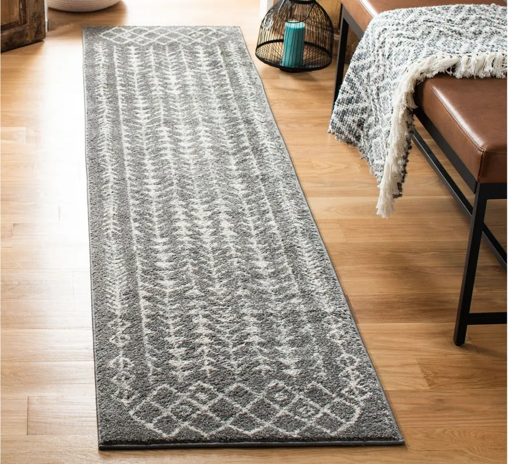 Tulum Runner Rug in Dark Gray/Ivory by Safavieh