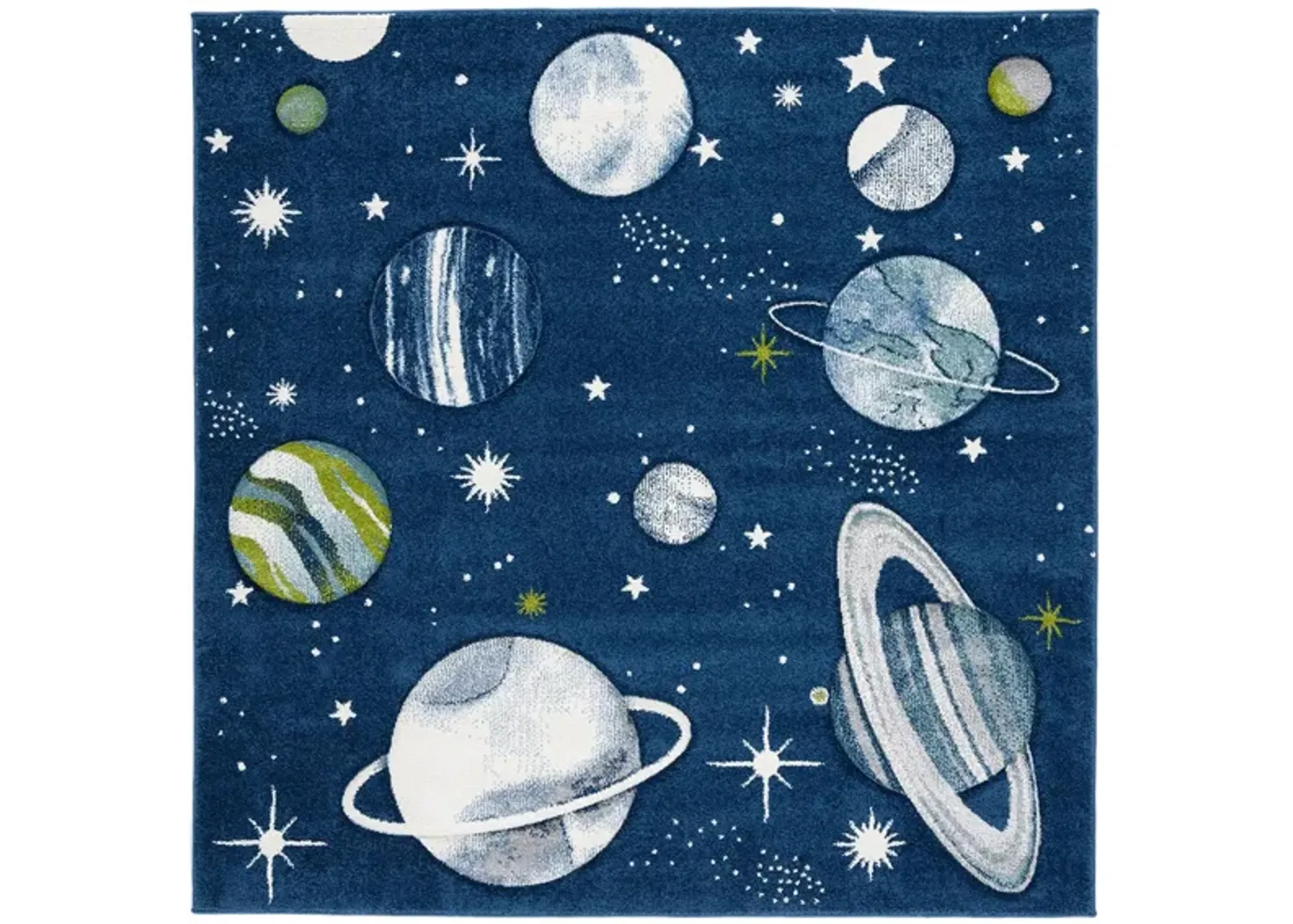 Carousel Planets Kids Area Rug in Navy & Ivory by Safavieh