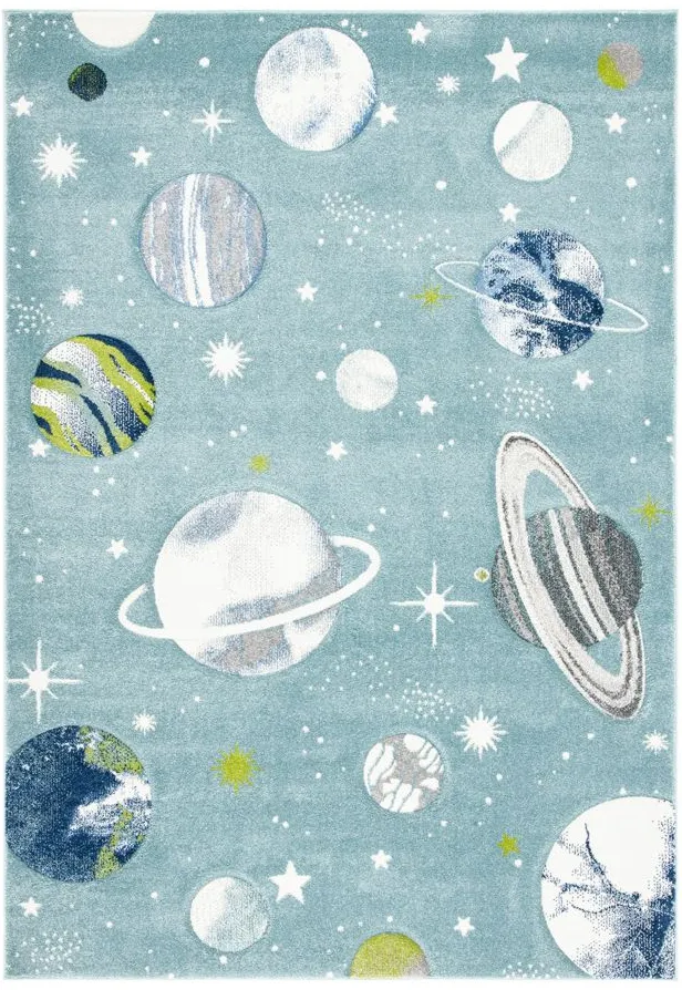 Carousel Planets Kids Area Rug in Teal & Ivory by Safavieh