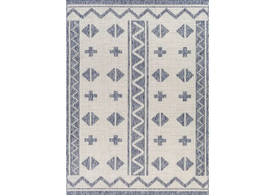 Tuareg Area Rug in Tan, Pale Blue, Navy, Blue, Taupe, Off-White, Gray by Surya