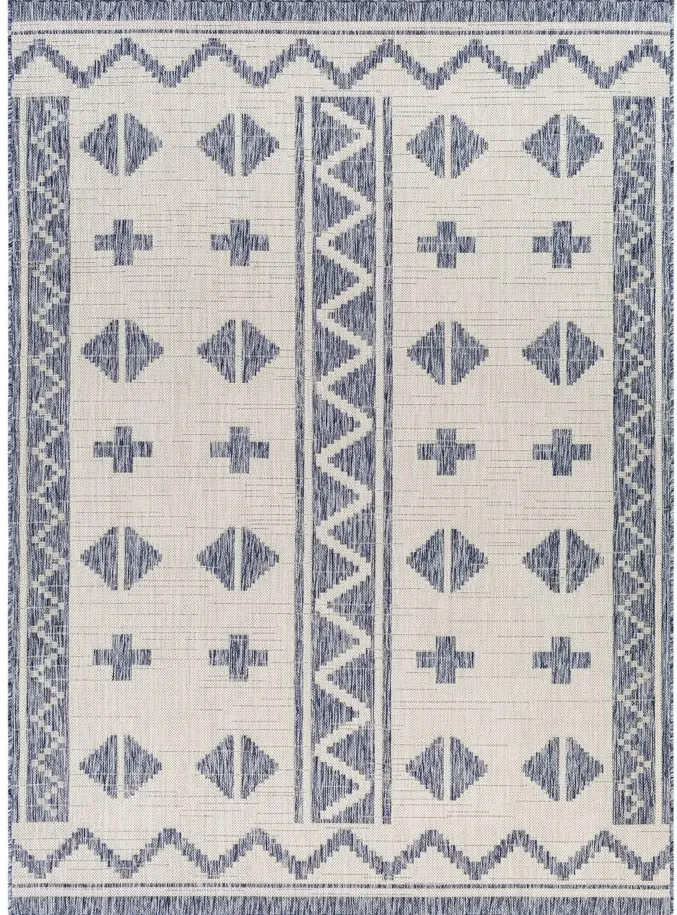 Tuareg Area Rug in Tan, Pale Blue, Navy, Blue, Taupe, Off-White, Gray by Surya