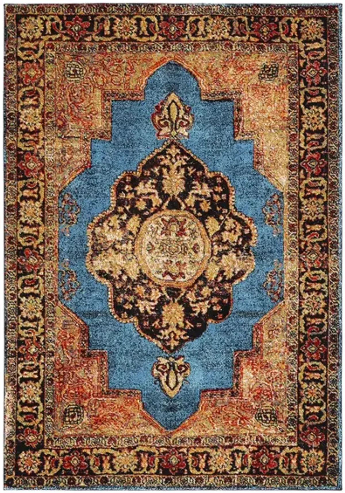 Vintage Hamadan I Area Rug in Gold & Light Blue by Safavieh