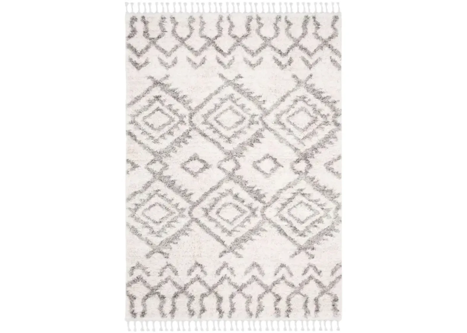 Berber Fringe Shag Area Rug in Cream/Grey by Safavieh