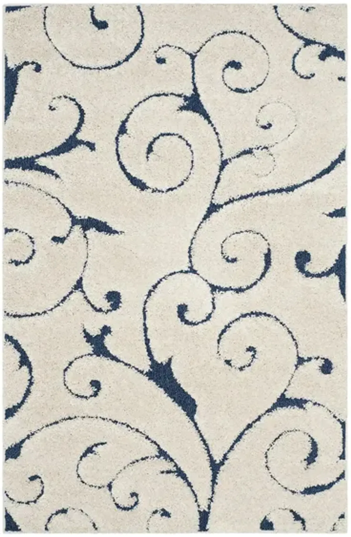 Florida Shag Area Rug in Cream/Blue by Safavieh