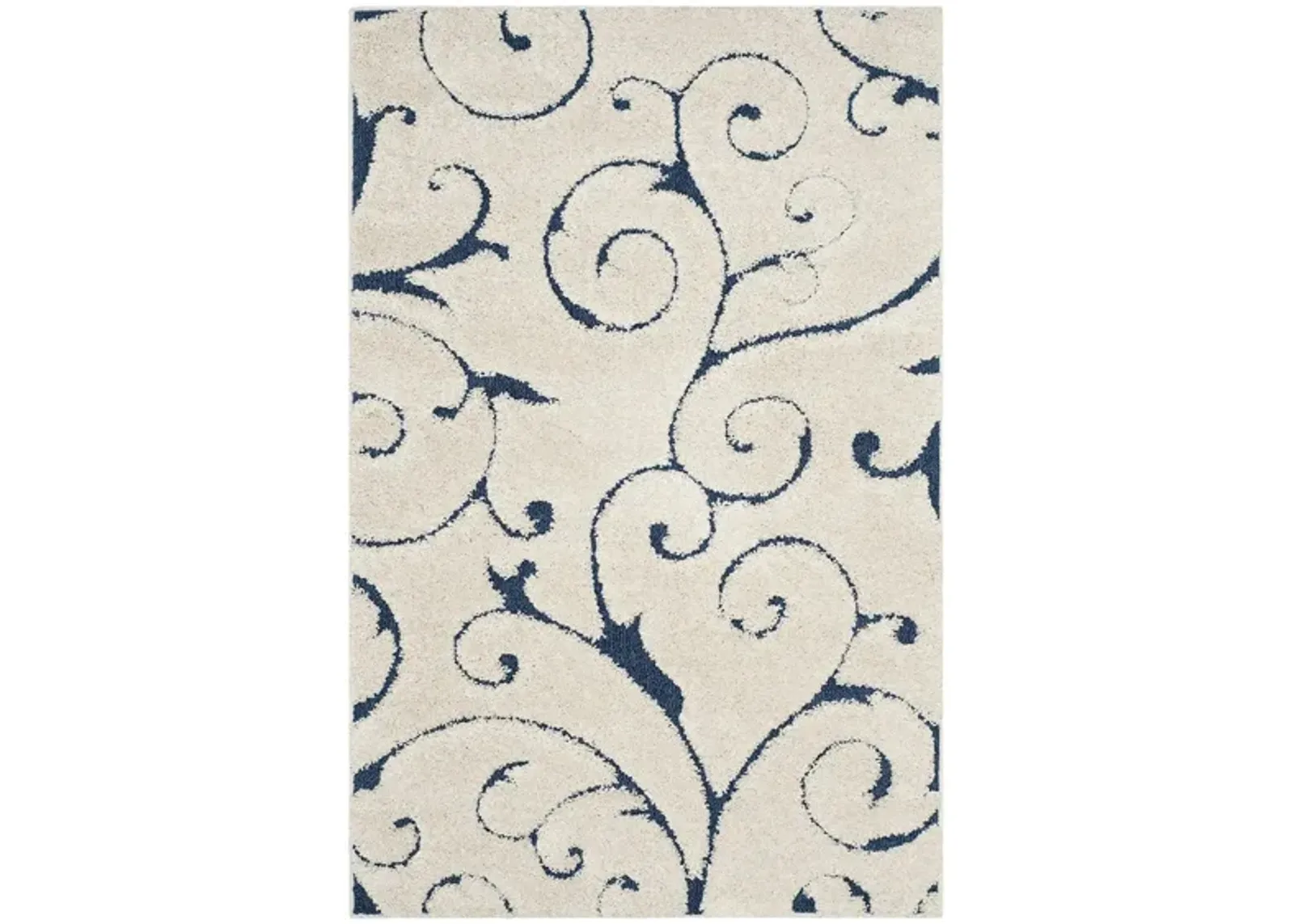 Florida Shag Area Rug in Cream/Blue by Safavieh