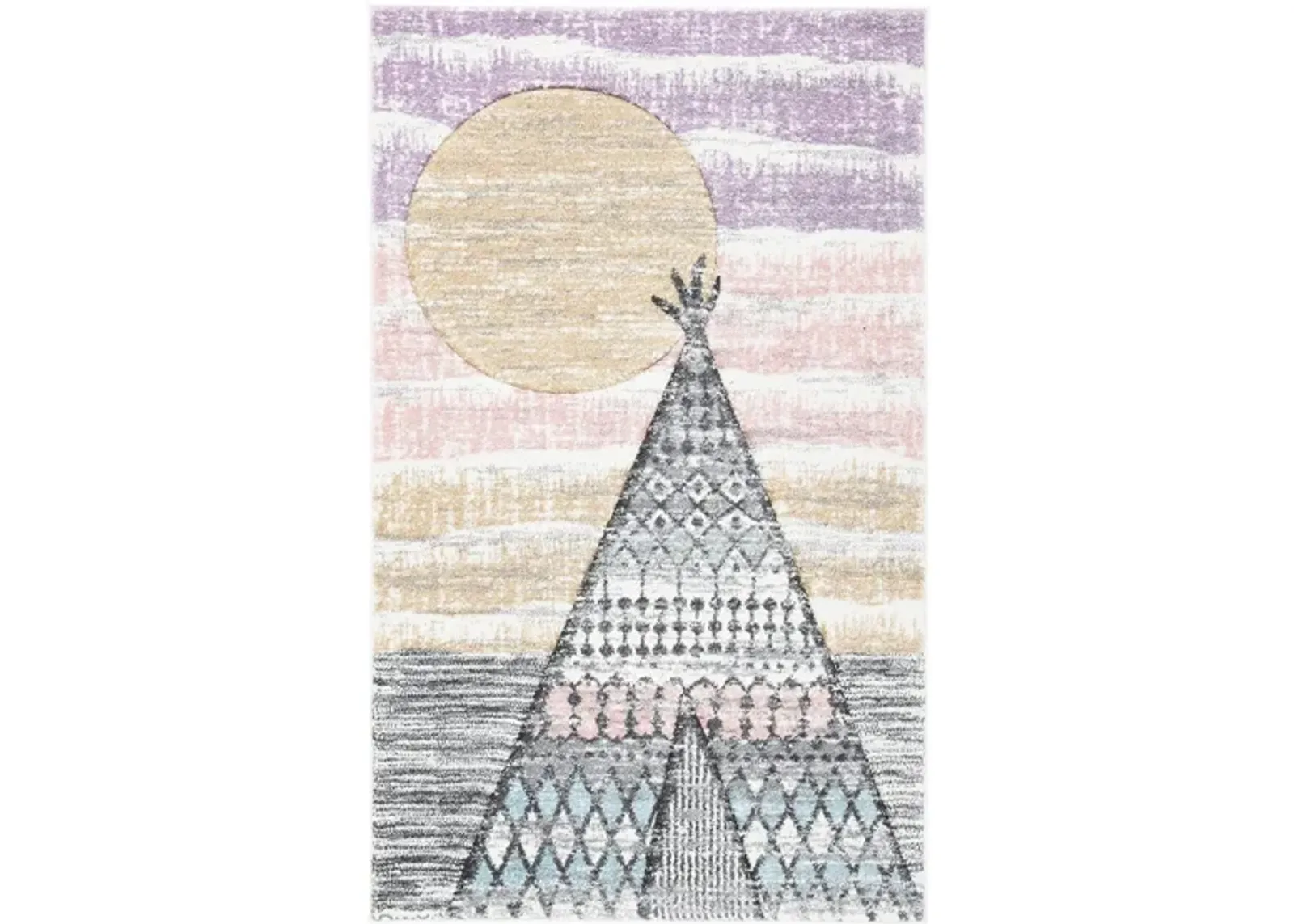 Carousel Tepee Kids Area Rug in Gray & Pink by Safavieh