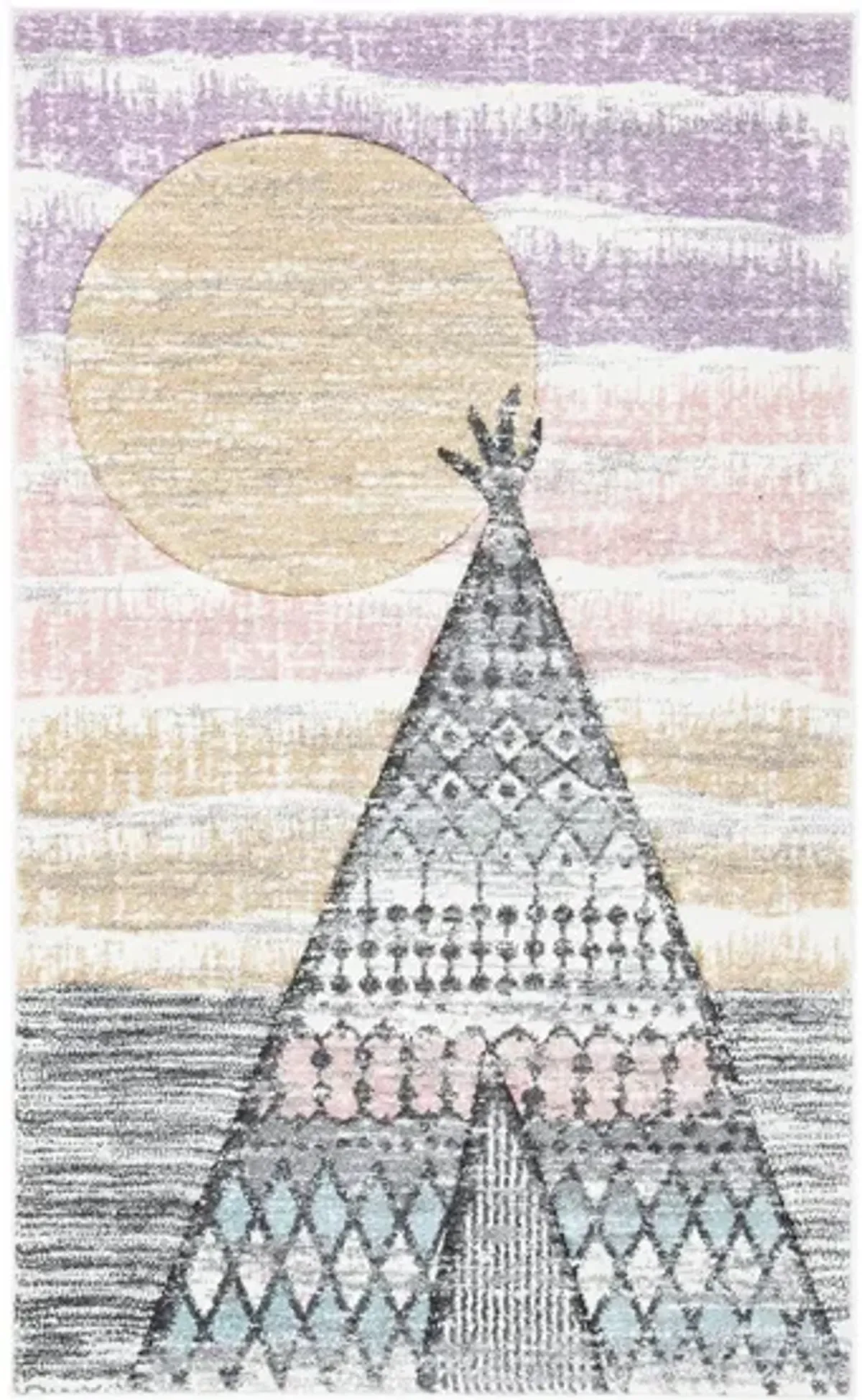 Carousel Tepee Kids Area Rug in Gray & Pink by Safavieh