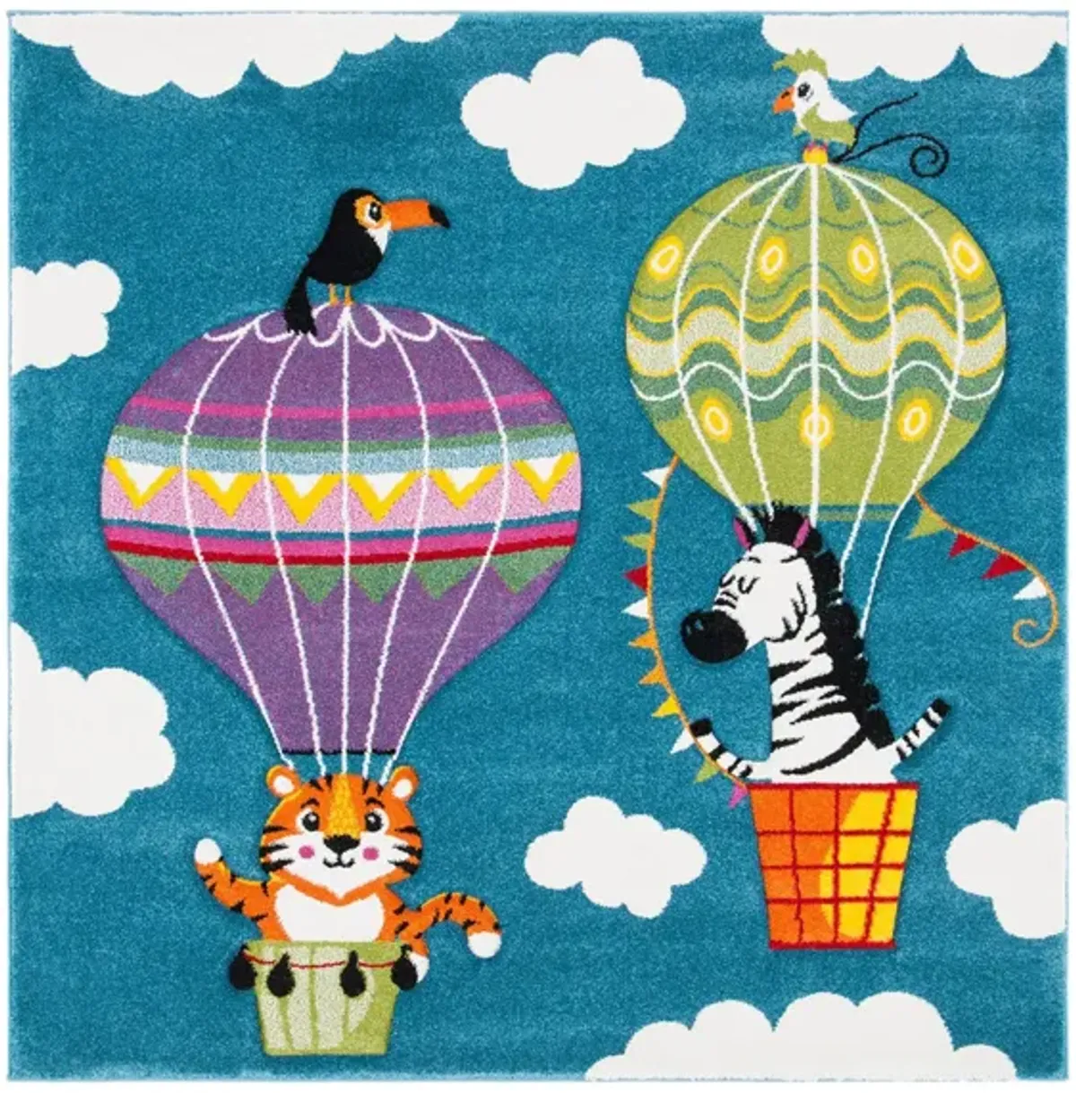 Carousel Balloons Kids Area Rug