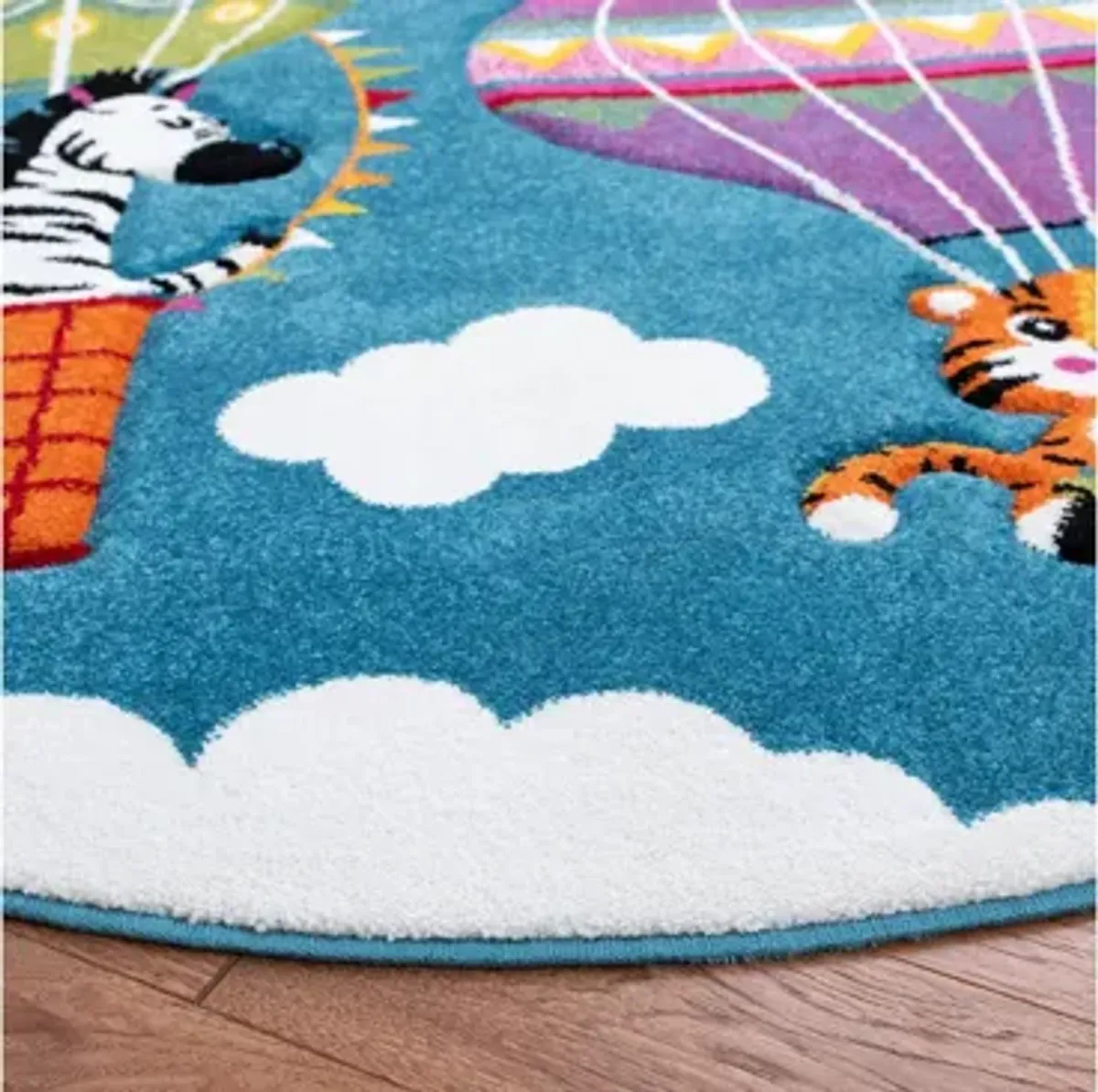 Carousel Balloons Kids Area Rug Round