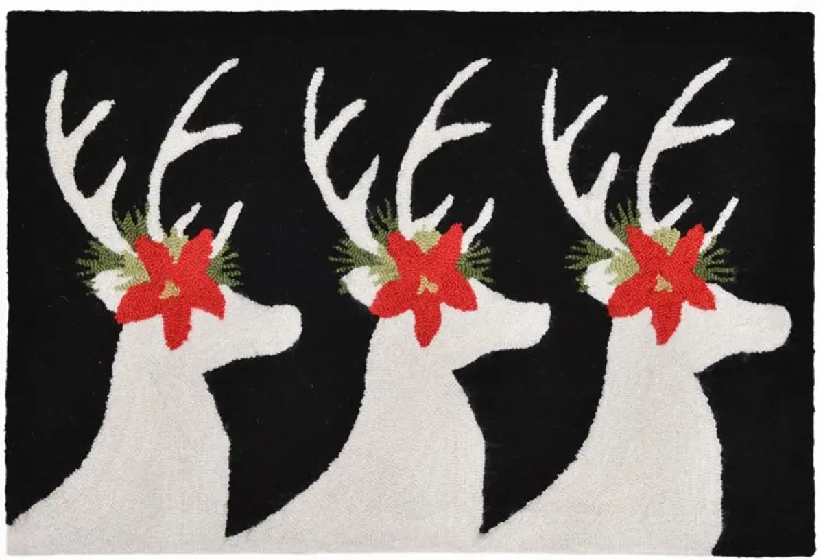 Frontporch Reindeer Indoor/Outdoor Area Rug in Black by Trans-Ocean Import Co Inc