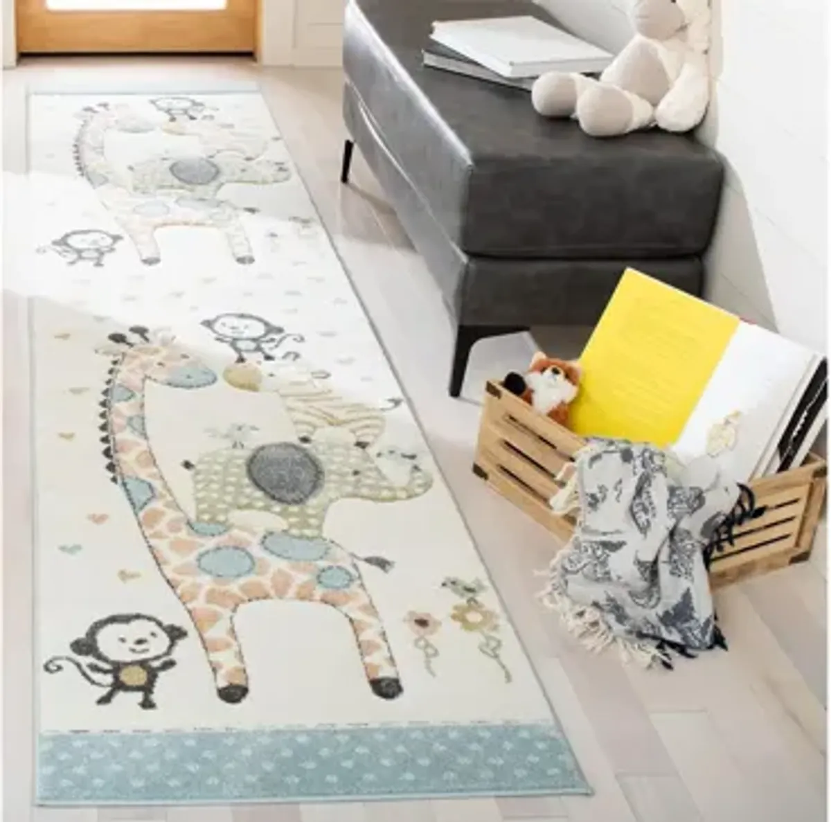 Carousel Zoo Friends Kids Runner Rug