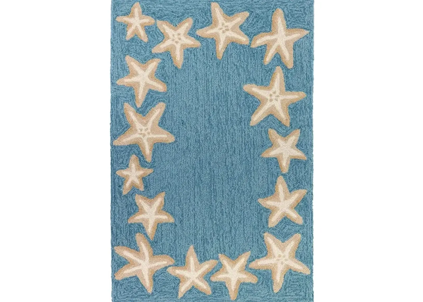 Starfish Border Indoor/Outdoor Area Rug in Aqua by Trans-Ocean Import Co Inc