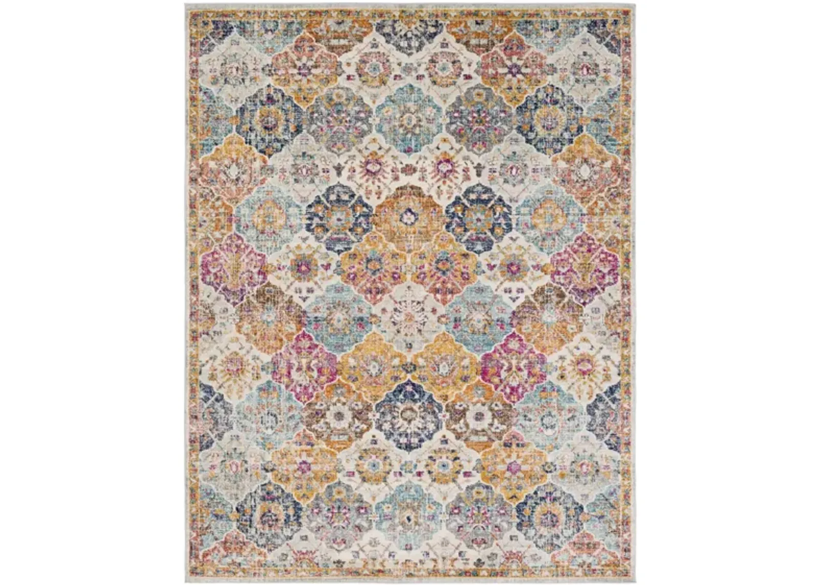 Harput Area Rug in Saffron, Dark Blue, Burnt Orange, Garnet by Surya