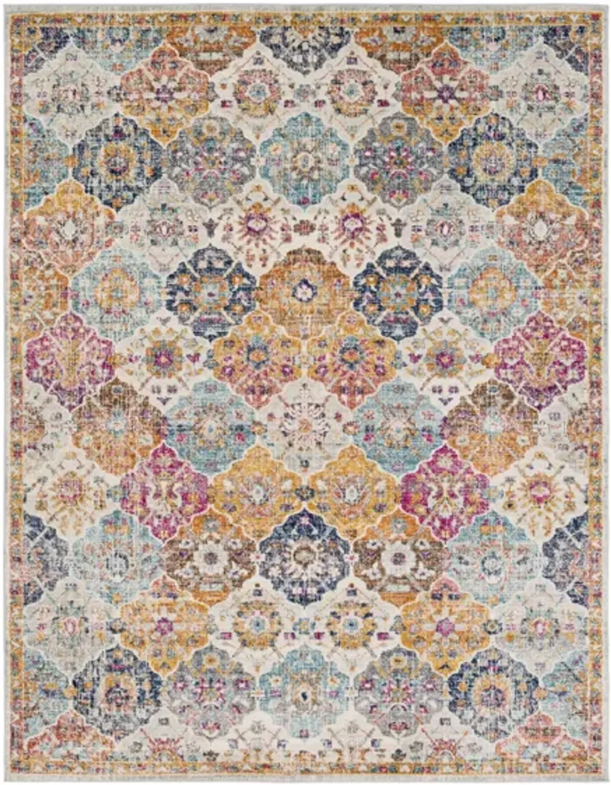 Harput Area Rug in Saffron, Dark Blue, Burnt Orange, Garnet by Surya