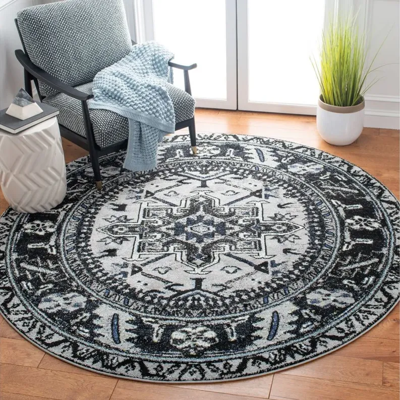 Darius Light Grey Area Rug Round in Light Grey & Dark Grey by Safavieh