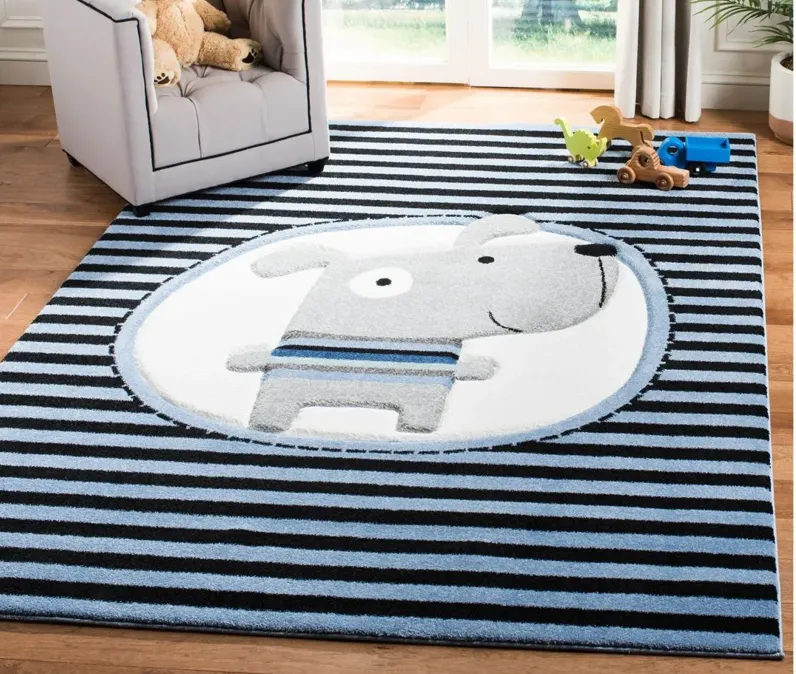 Carousel Puppy Kids Area Rug in Navy & Ivory by Safavieh