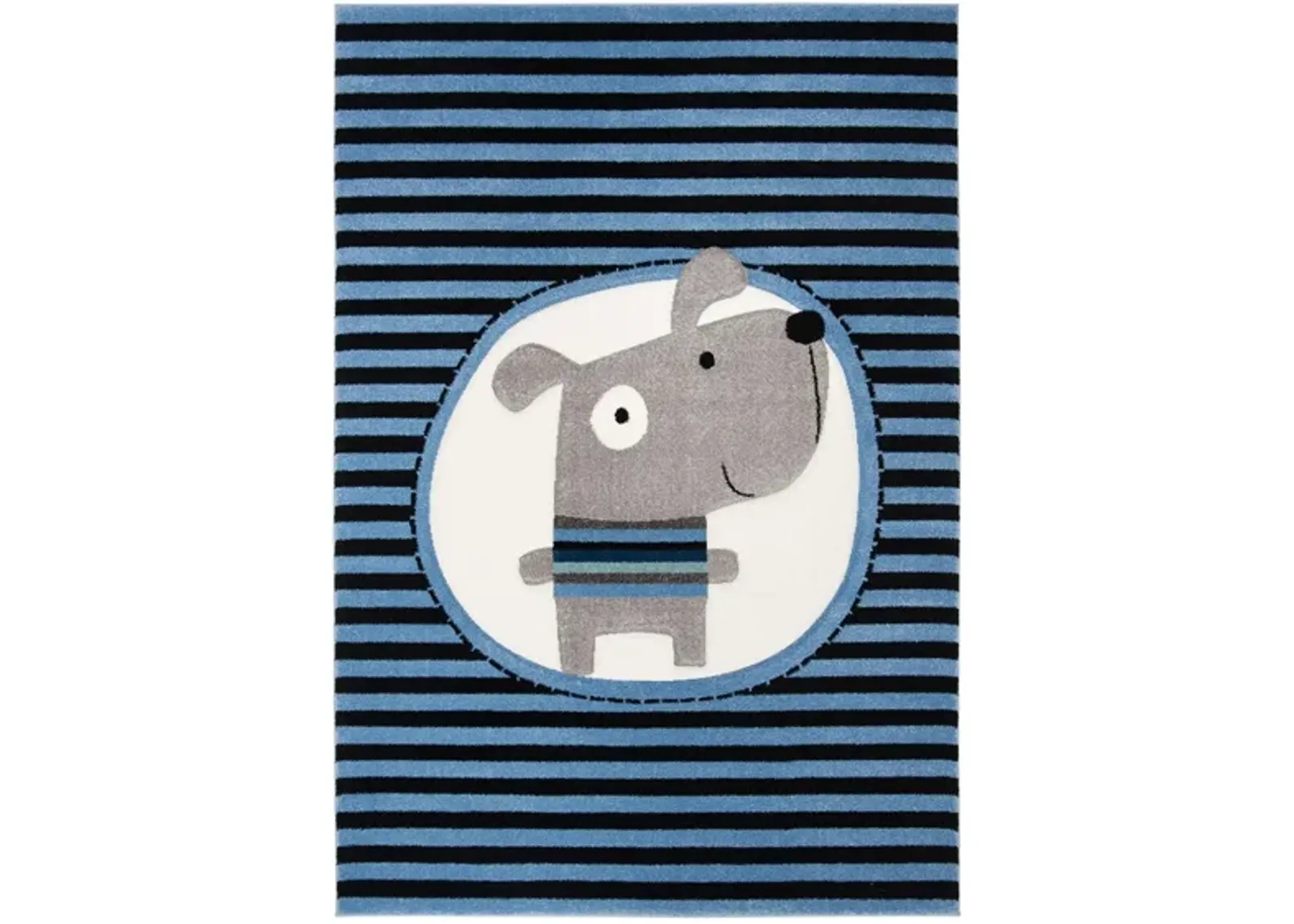 Carousel Puppy Kids Area Rug in Navy & Ivory by Safavieh