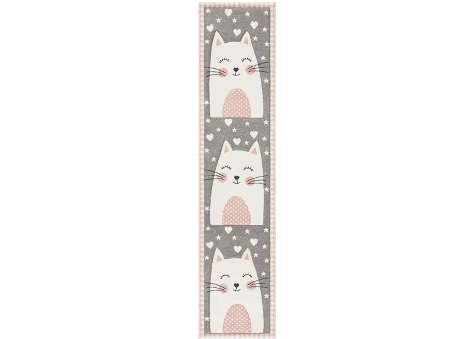 Carousel Kitty Kids Runner Rug in Pink & Gray by Safavieh