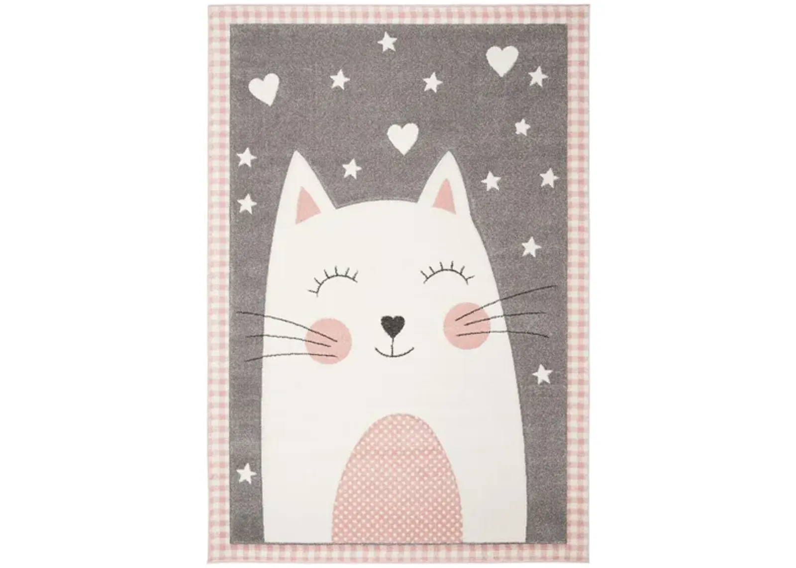 Carousel Kitty Kids Area Rug in Pink & Gray by Safavieh