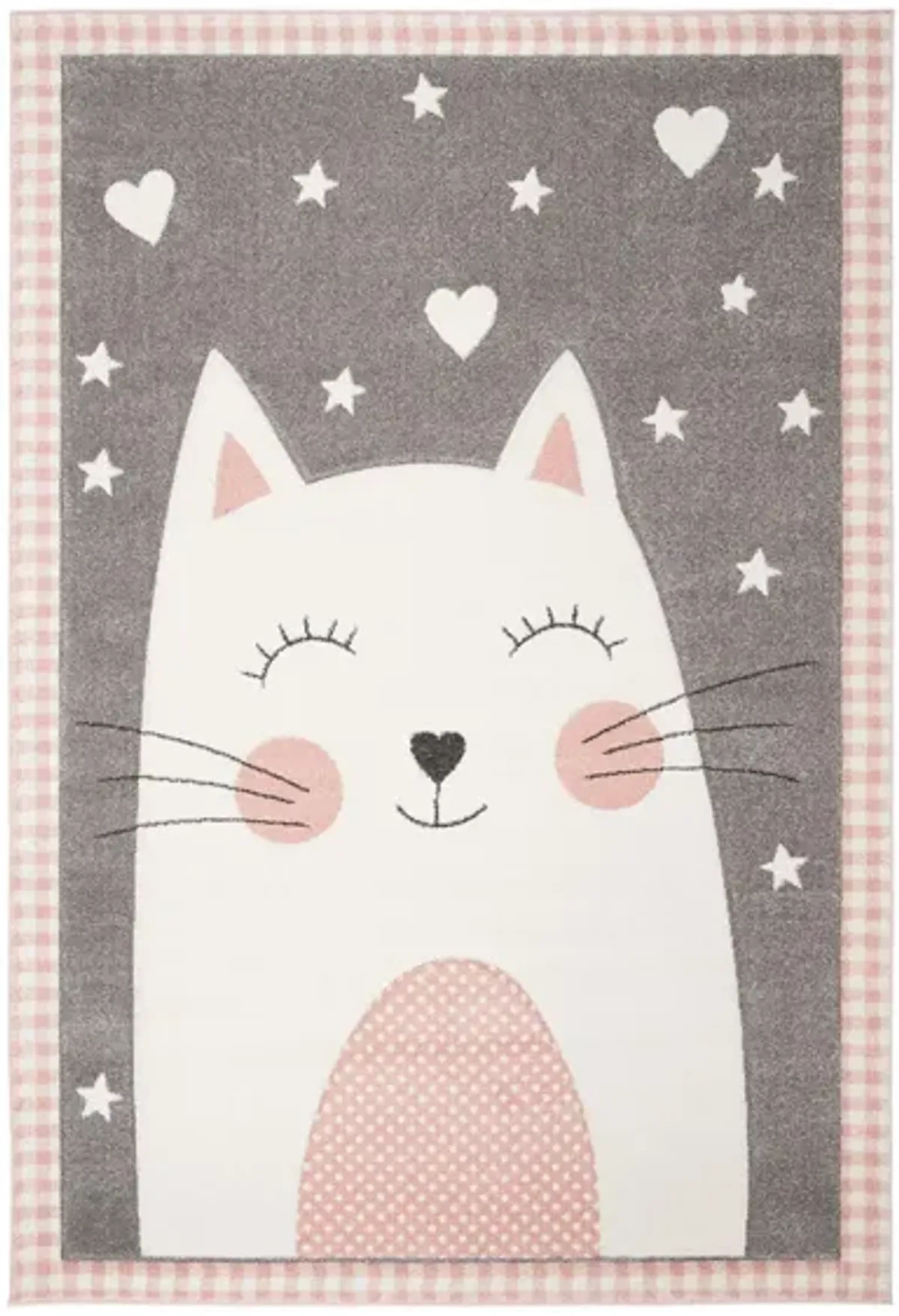 Carousel Kitty Kids Area Rug in Pink & Gray by Safavieh