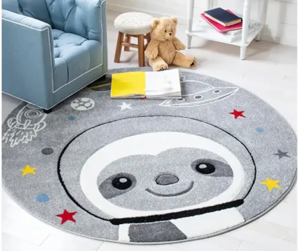 Carousel Sloth Kids Area Rug Round