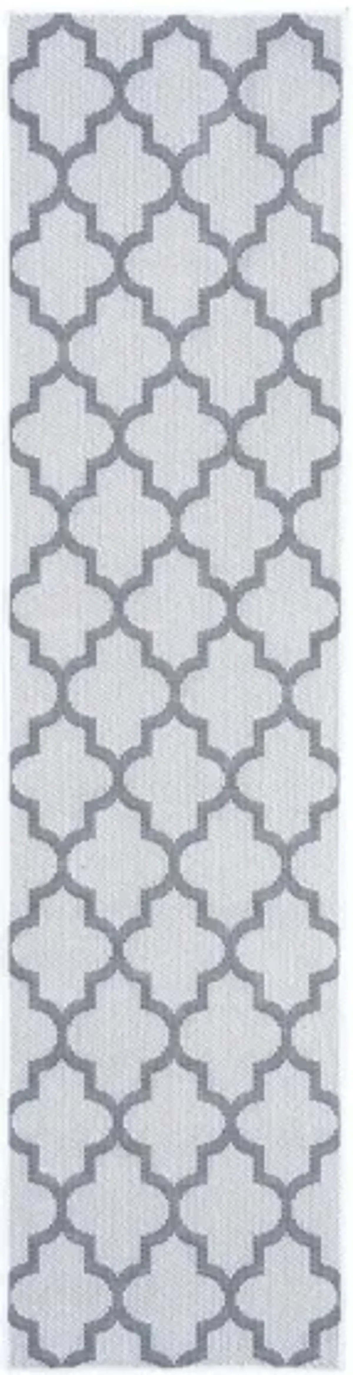 Bermuda Trellis Indoor/Outdoor Runner Rug in Ivory & Gray by Safavieh