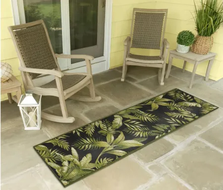 Liora Manne Marina Jungle Leaves Indoor/Outdoor Area Rug in Black by Trans-Ocean Import Co Inc