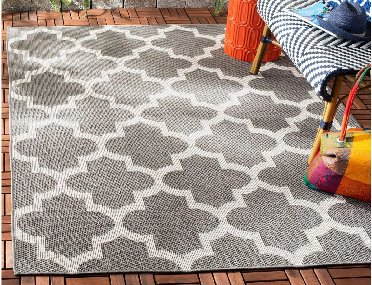 Bermuda Trellis Indoor/Outdoor Square Area Rug in Gray & Ivory by Safavieh