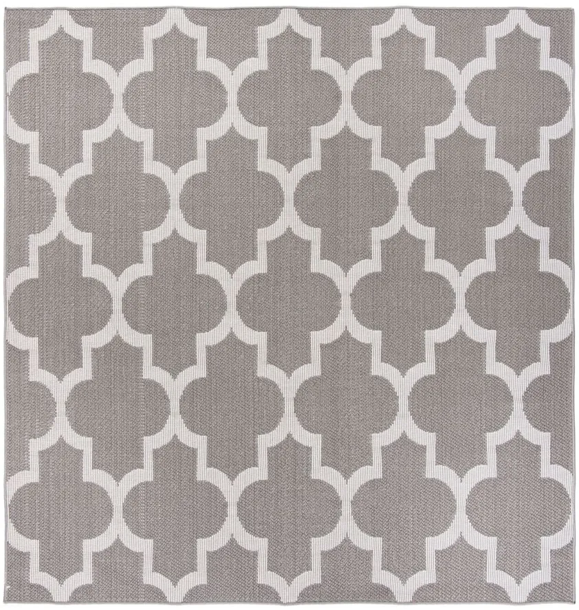 Bermuda Trellis Indoor/Outdoor Square Area Rug in Gray & Ivory by Safavieh