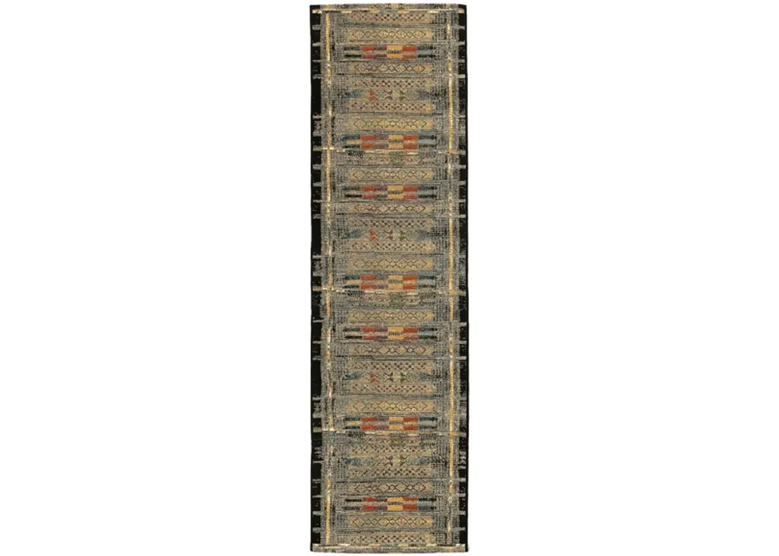 Liora Manne Marina Tribal Stripe Indoor/Outdoor Area Rug in Black by Trans-Ocean Import Co Inc