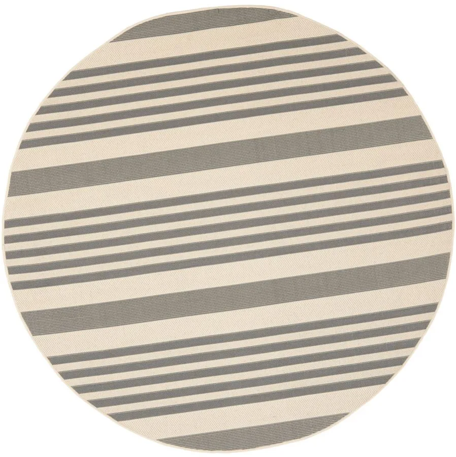 Courtyard Indoor/Outdoor Area Rug Round in Gray & Bone by Safavieh