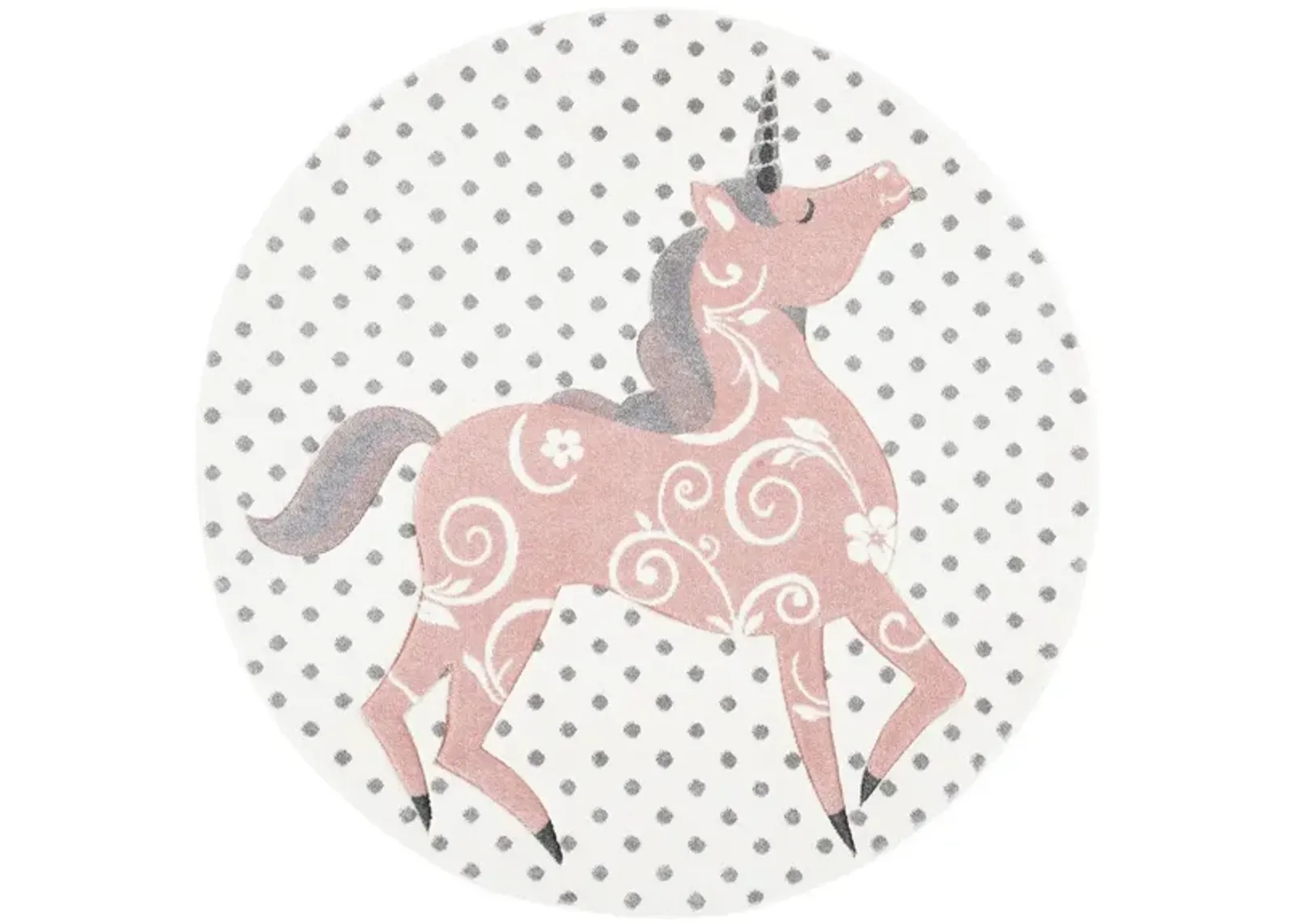 Carousel Unicorn Kids Area Rug Round