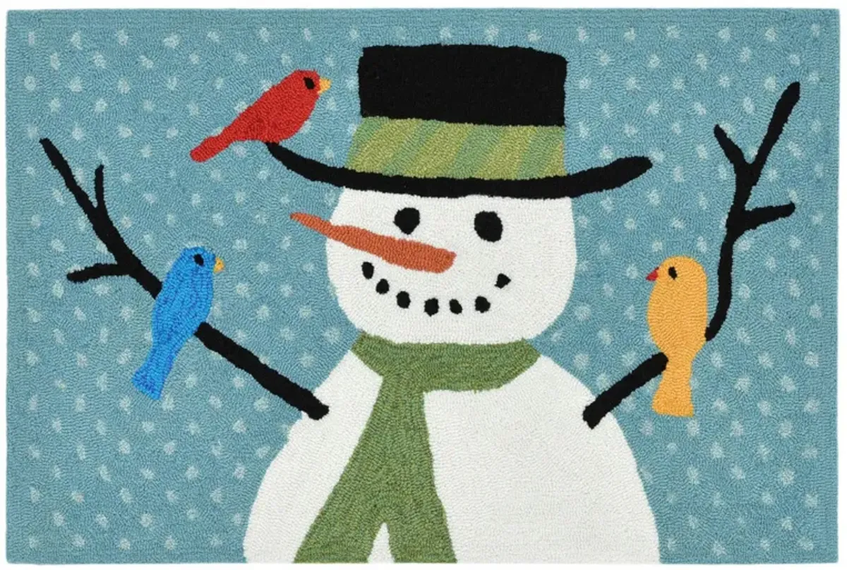 Frontporch Snowman And Friends Indoor/Outdoor Area Rug in Blue by Trans-Ocean Import Co Inc