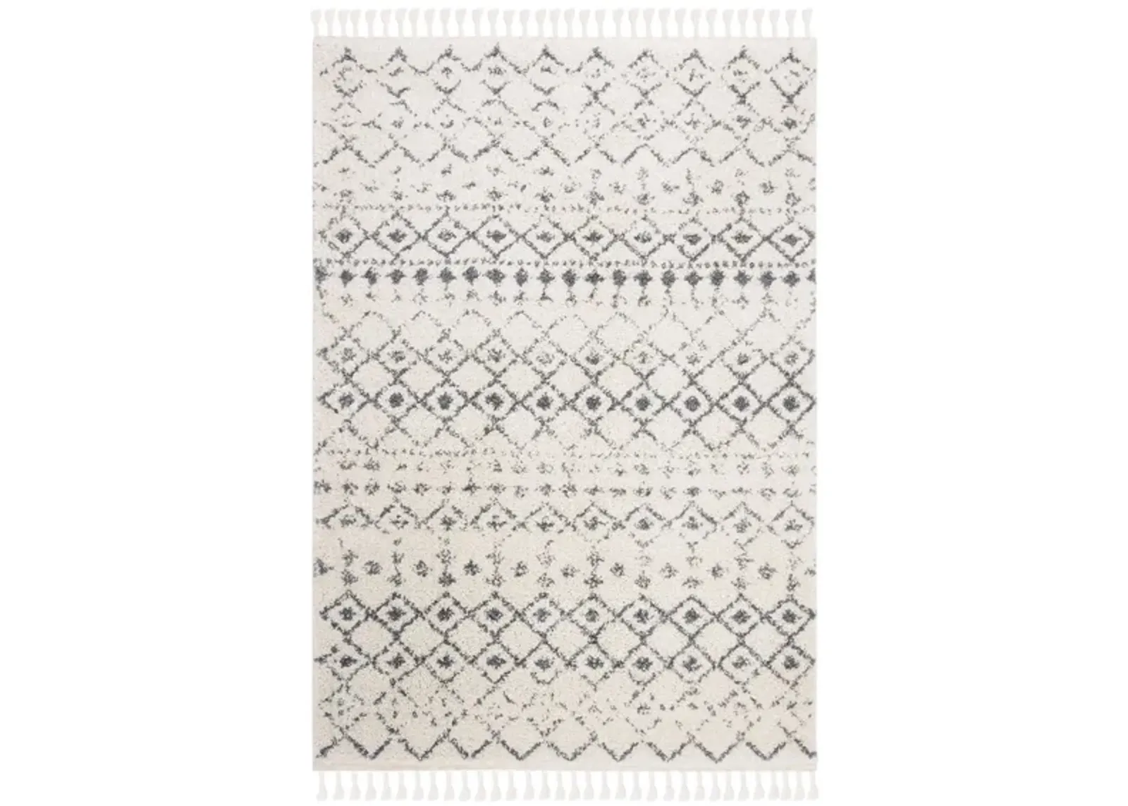 Berber Fringe Shag Area Rug in Cream/DarkGrey by Safavieh