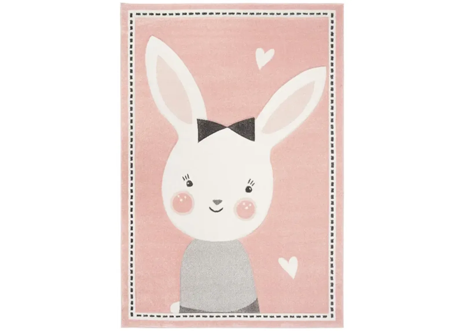 Carousel Bunny Kids Area Rug in Pink & Ivory by Safavieh