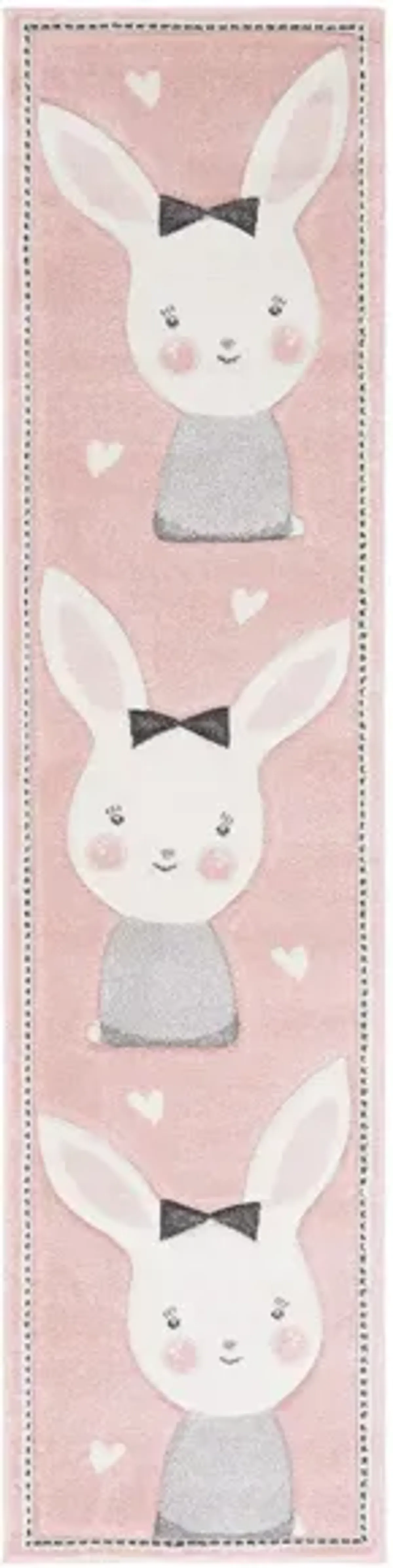 Carousel Bunny Kids Runner Rug in Pink & Ivory by Safavieh