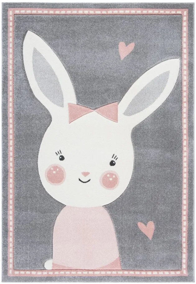 Carousel Bunny Kids Area Rug in Gray & Ivory by Safavieh