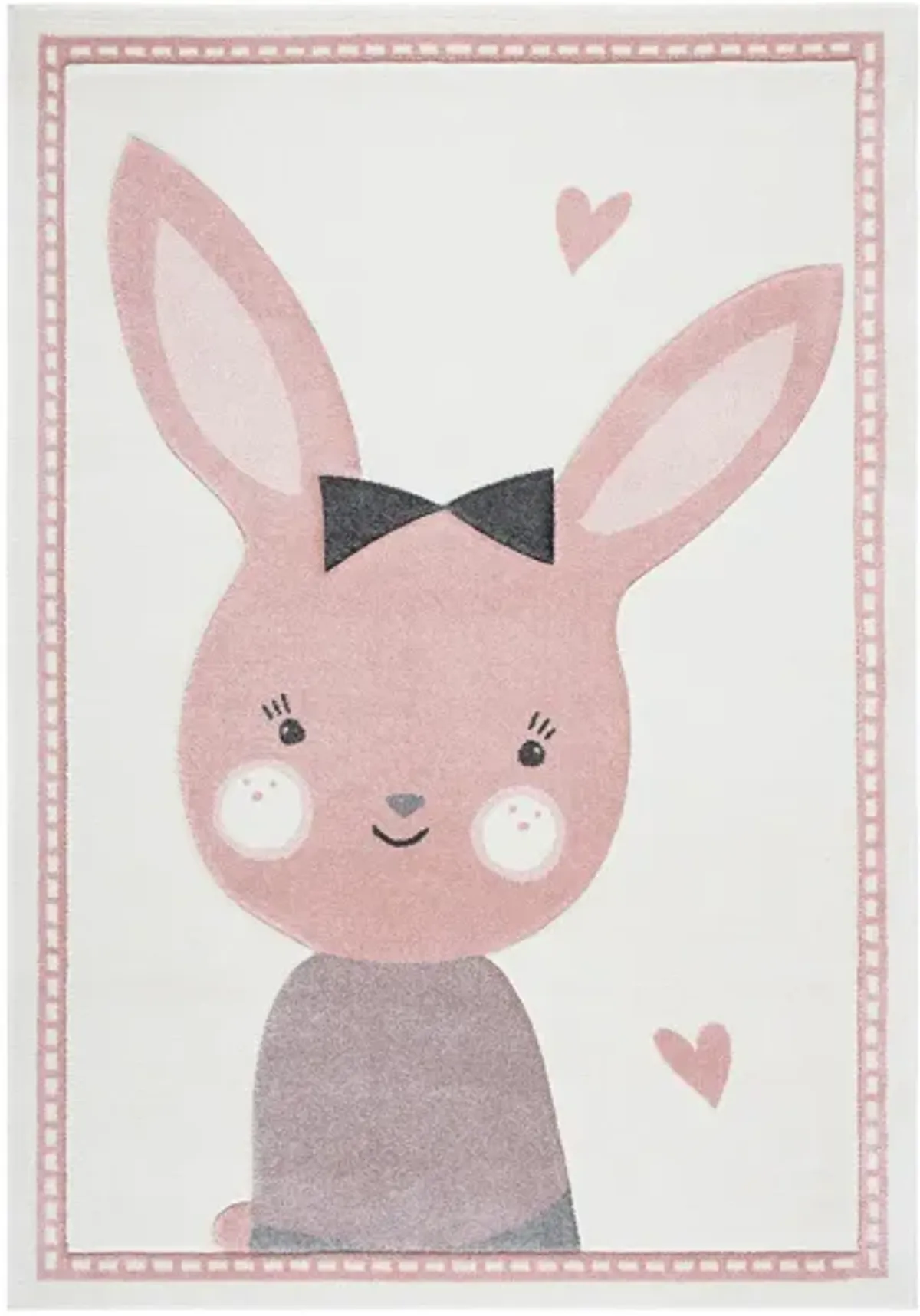 Carousel Bunny Kids Area Rug in Ivory & Pink by Safavieh