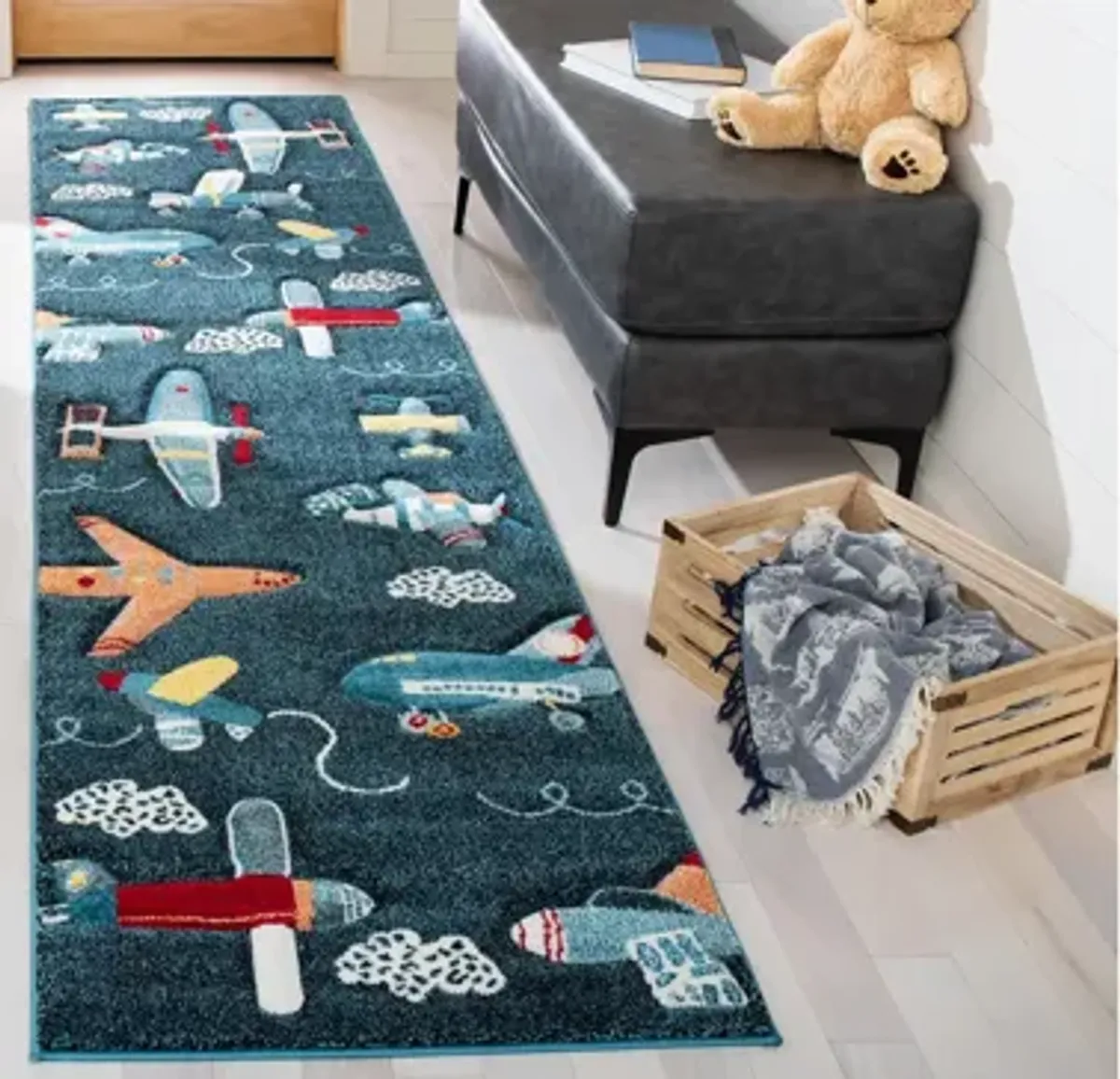 Carousel Planes Kids Area Rug