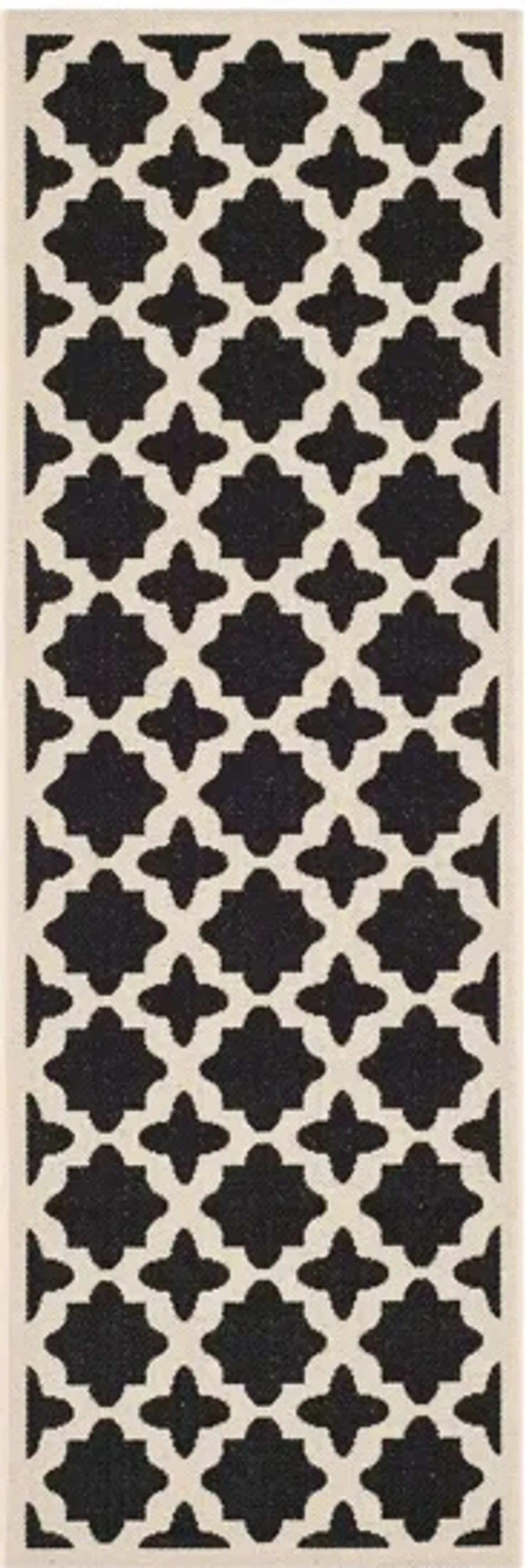 Courtyard Tile Indoor/Outdoor Runner Rug in Black & Beige by Safavieh